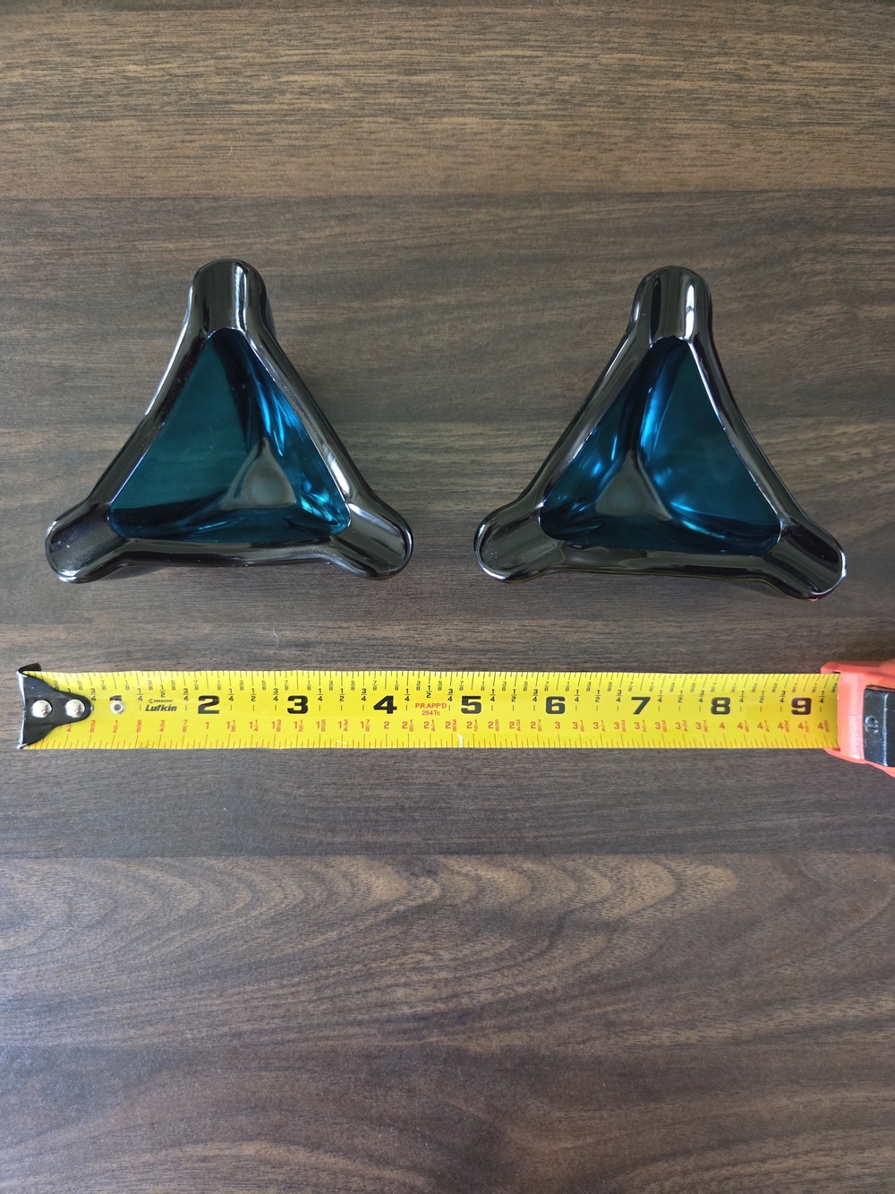 Teal Glass Triangular Decorative Dish Set